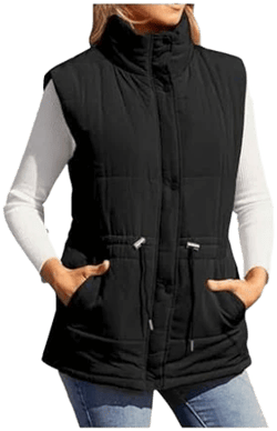 Women's Fuzzy Elastic Waist Vest with Pockets