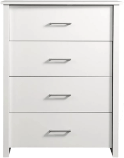 4 Drawer White Dresser for Bedroom, Modern Chest of Drawers Wood Storage Cabinet for Living Room Kitchen Office