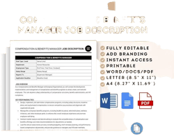 Compensation And Benefits Manager Job Description, Compensation Consultant Role, Benefits Manager Responsibilities, Benefits Manager Duties
