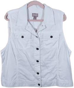 Chico's Jackets & Coats | Chico's Classic White Button-Up Vest | Color: White | Size: Xl | Taraart2's Closet