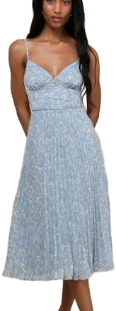 Lulus Sleeveless Pleated Floral Midi Dress