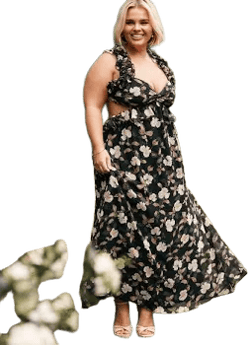 Petal & Pup Women's Lucah Frill Shoulder Maxi Dress