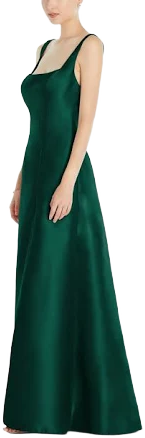 Alfred Sung Women's Sleeveless Square-Neck Satin Gown with Pockets