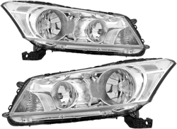 Honda Accord Sedan 2008-2012 Factory Style Headlights Chrome Housing Clear Len Clear Reflector