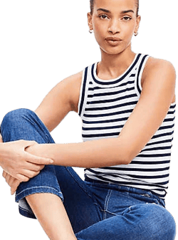 Loft Women's Stripe Perfect Ribbed Tank Top