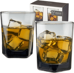 Viski Smoke Double Old Fashioned Crystal Tumblers Set of 2-Crystal Smoky Glass, Stylish Lowball Cocktail Glasses, Cocktail Glass Gift Set-10 oz, Gray