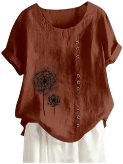 Women's Vintage-Inspired Loose Fit Tunic with Roll-Tab Sleeves and