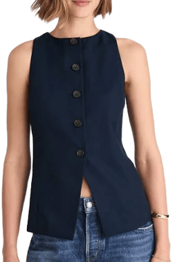 Madewell Women's Crewneck Cutaway Tencel Twill Vest