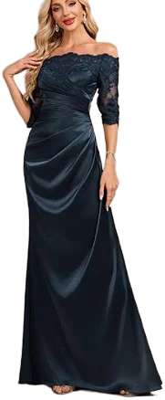 JJ's House Dress 2025 Dark Navy Long Off the Shoulder Sheath