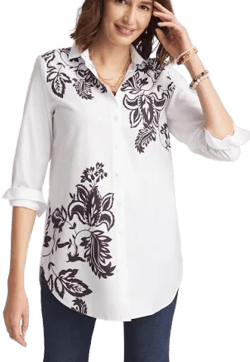 Chico's Women's No Iron Floral Stretch Tunic