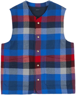 Drake's Wool Check Snap Vest