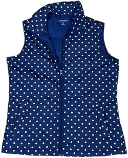 Lands' End Navy Polka Dot Puffer Vest