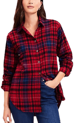 Women's Loft Petite Plaid Tunic Shirt