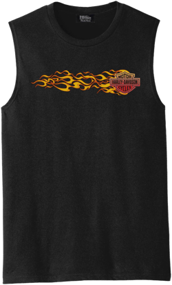 Harley-Davidson Men's Flame Bar & Shield Sleeveless Tee Shirt