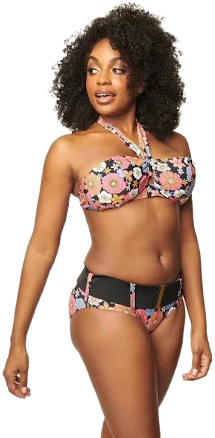 Unique Vintage Floral Print Swim Top