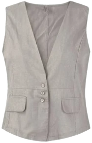 Fonma Women's Cotton Linen Sleeveless Vest Casual V Neck Button Down Blazer Waistcoat Jackets