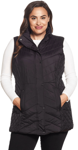 Plus Size Weathercast Quilted Long Puffer Vest Women's