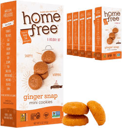 Homefree Treats Holiday Ginger Snaps, Gluten-Free Nut-Free Dairy-Free Mini Cookies, Allergy Safe Snacks, Ginger Snap Bulk Cookies, Treats You Can Trust, Made In USA, 5 Oz Box (Pack of 6)