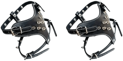 2x Spiked Studded Leather Puppy Dog Harness Vest