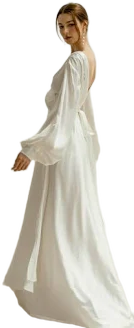 Minimalist Floor Length Satin Wedding Dress with Train