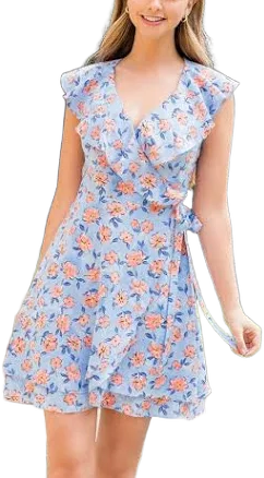 Flower Print Wrap Dress