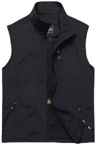 Wreesh Fashion Vest Men'S Thin Workwear Waistcoat Solid Color Stand Collar Sleeveless Jacket Tank Tops