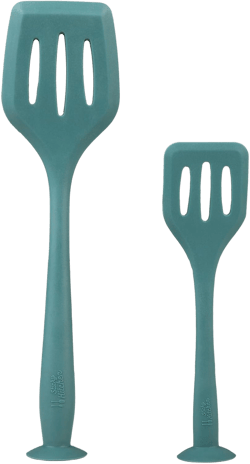 Silicone Spatula Set with Suction Cup Handle – 2-Piece, Self-Standing, Heat-Resistant, Non-Stick, Dishwasher Safe, Teal – Kitchen Utensils (Patent Pending)
