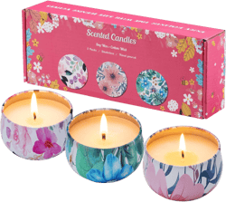 Hausware 3 Pack Scented Candles, 2.5 oz Aromatherapy Candles with Floral Scents,Soy Candles Set with 72H Burning Time,Ideal Gift for Women(Magnolia+Jasmine+Rose)