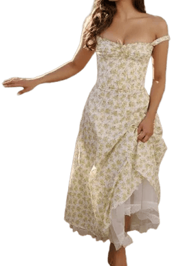 'Rosalee' White Vintage Floral Print Cotton Bustier Sundress