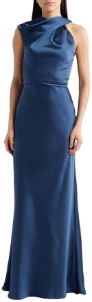 Amsale Women's Asymmetric Neck Satin Gown