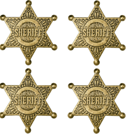 iMagitek 4 Pcs Metal Sheriff Badge, Western Deputy Sheriff Badge, Western Cop Star Badge, Old West Prop, Western Police Vest Badge