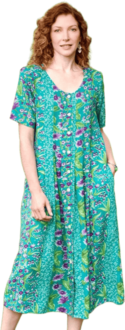 Vermont Country Store Women's Delightful Garden Short-Sleeve Dress