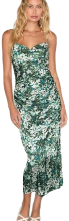 Lulus Sleeveless Ruched Floral Midi Dress