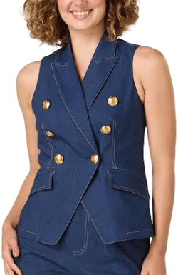 Contrast Stitch Denim Vest