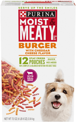 Moist &#38; Meaty Burguer with Cheddar Cheese and Beef Flavor Dry Dog Food - 12ct Pack