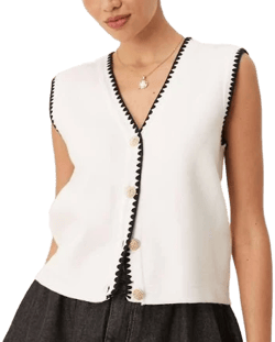 Yas Button Front Knit Vest