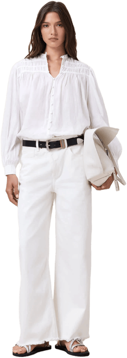 Allsaints Women's Etti Round Neck Linen Shirt