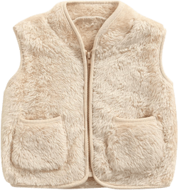 SHIBAOZI Toddler Baby Little Boys Girls Fleece Plush Vest Winter Warm Zipper Outerwear with Pockets 4-5T Beige