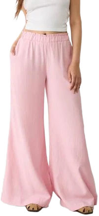 Stradivarius Flowing Linen Blend Palazzo Trousers
