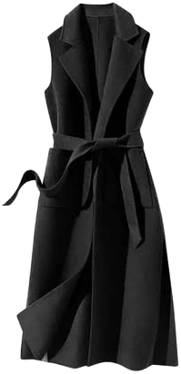 Hontri Women's Woolen Long Vest Jacket