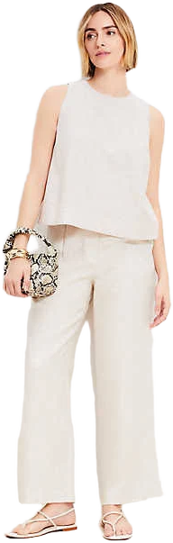 Loft Women's Linen Pull-On Wide Leg Pants