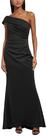 Eliza J Women's Asymmetric-Neck Side- Pleat Scuba Gown