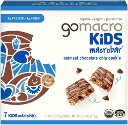 GoMacro Kids MacroBar Organic Vegan Snack Bars - Oatmeal Chocolate Chip Cookie (0.90 Ounce Bars, 7 Count) Oatmeal Chocolate Chip Cookie 7 Count (Pack of 1)