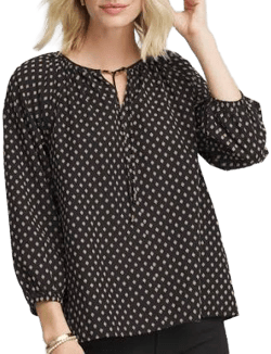Chico's Women's Floral Print Tie-Neck Top