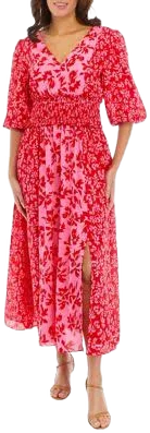 Taylor Women's Floral Print Printed Ditzy Yoryu Jacquard Maxi Dress