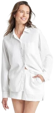 Universal Thread Women's Linen Long Sleeve Collared Button-Down Shirt