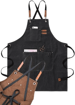Personalised Crossover Canvas Workshop Pockets Apron, Customised Adjustable Straps Chef, BBQ, Handyman, Gardener, Farmer, Kitchen Waiter Bib