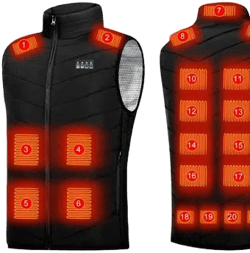 Men's USB Rechargeable Heated Vest with 3 Heating Levels and 21 Heating Zone