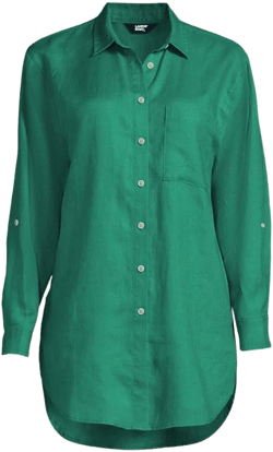 Lands' End Women's Linen Roll Sleeve Tunic Top