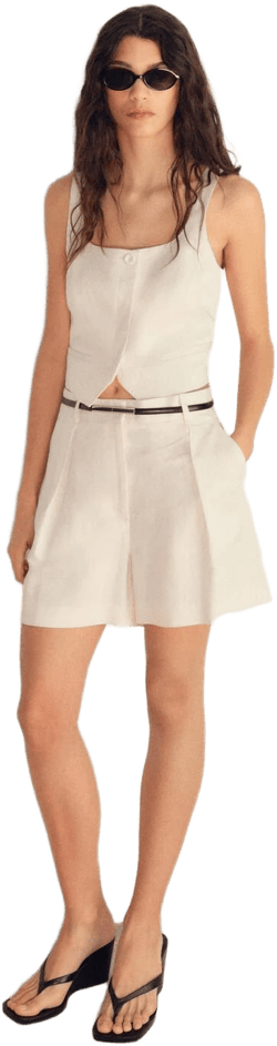 MANGO Women's Linen-Blend Suit Bermuda Shorts